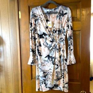 NWT Calvin Klein Floral Wrap Dress Size M
